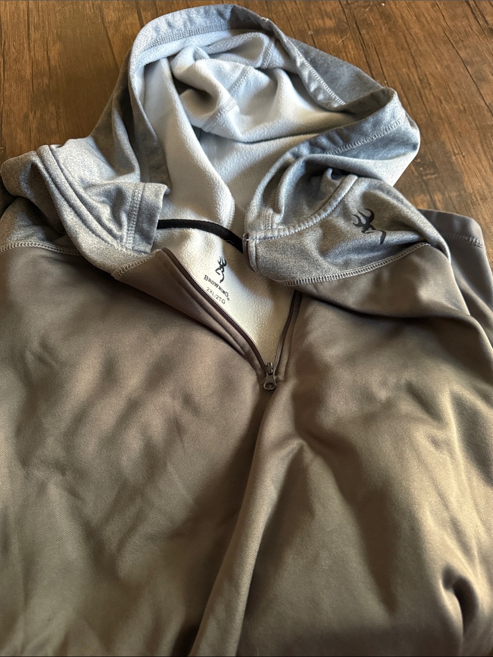 Browning Brown and Gray Quarter-Zip Hooded Pullover